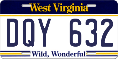 WV license plate DQY632