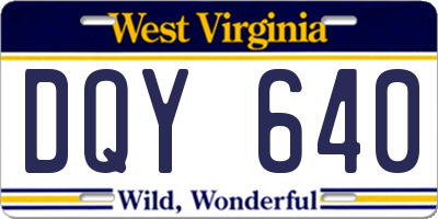 WV license plate DQY640