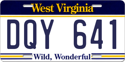 WV license plate DQY641