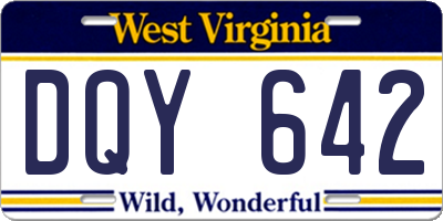 WV license plate DQY642