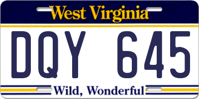 WV license plate DQY645