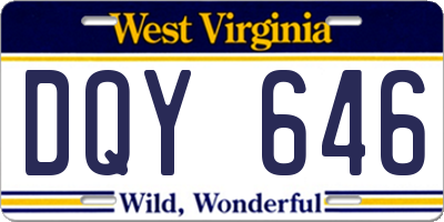 WV license plate DQY646