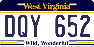 WV license plate DQY652