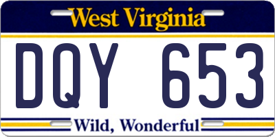 WV license plate DQY653