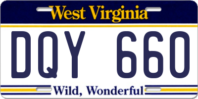 WV license plate DQY660