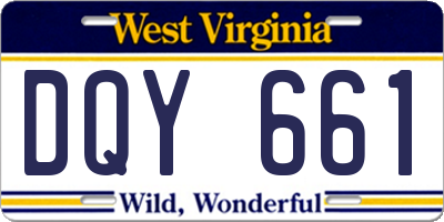 WV license plate DQY661