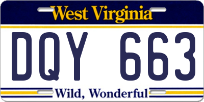 WV license plate DQY663