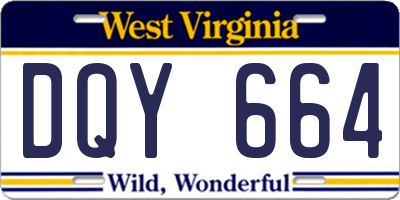 WV license plate DQY664