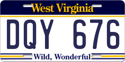 WV license plate DQY676