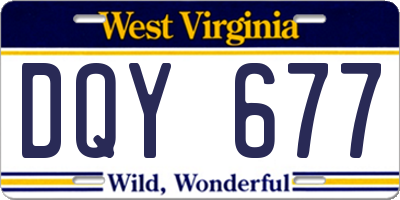 WV license plate DQY677