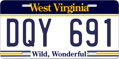 WV license plate DQY691