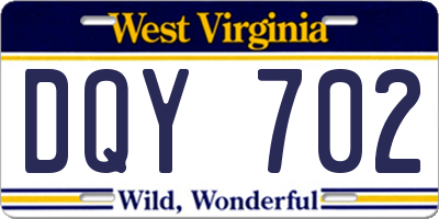 WV license plate DQY702