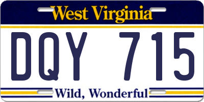 WV license plate DQY715