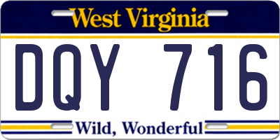 WV license plate DQY716