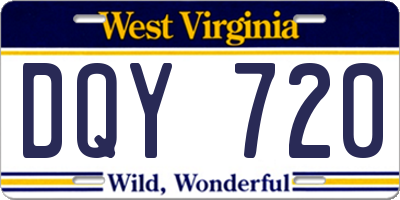 WV license plate DQY720