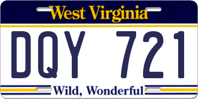 WV license plate DQY721