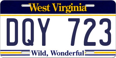 WV license plate DQY723