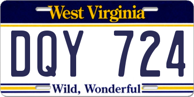 WV license plate DQY724