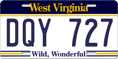 WV license plate DQY727