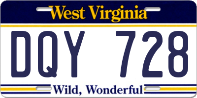 WV license plate DQY728