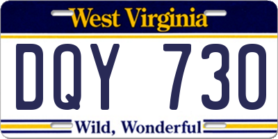 WV license plate DQY730