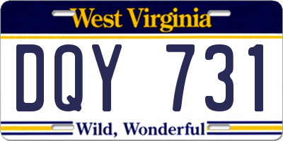 WV license plate DQY731