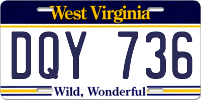 WV license plate DQY736