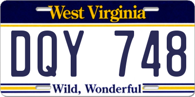 WV license plate DQY748