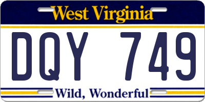 WV license plate DQY749