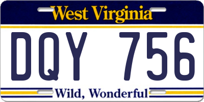 WV license plate DQY756