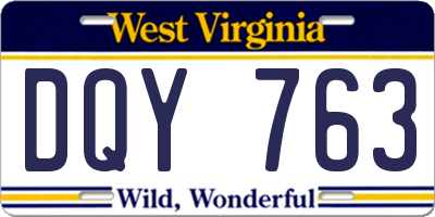 WV license plate DQY763