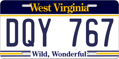 WV license plate DQY767