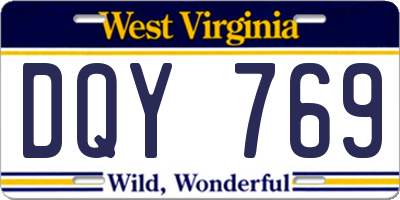WV license plate DQY769