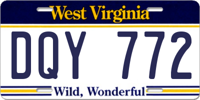WV license plate DQY772