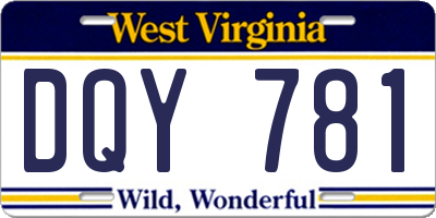 WV license plate DQY781