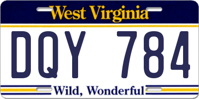 WV license plate DQY784