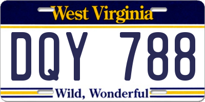 WV license plate DQY788
