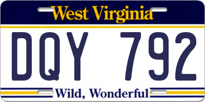 WV license plate DQY792