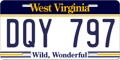 WV license plate DQY797