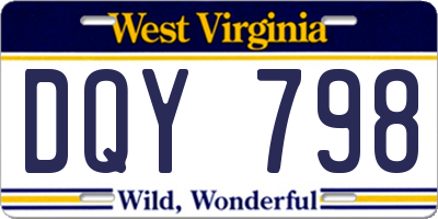 WV license plate DQY798
