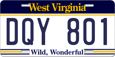 WV license plate DQY801