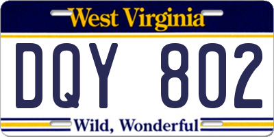 WV license plate DQY802