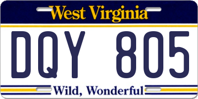 WV license plate DQY805
