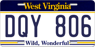 WV license plate DQY806