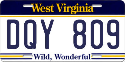 WV license plate DQY809