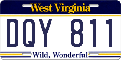 WV license plate DQY811