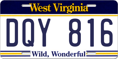 WV license plate DQY816