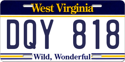 WV license plate DQY818