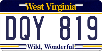 WV license plate DQY819