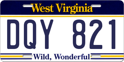 WV license plate DQY821
